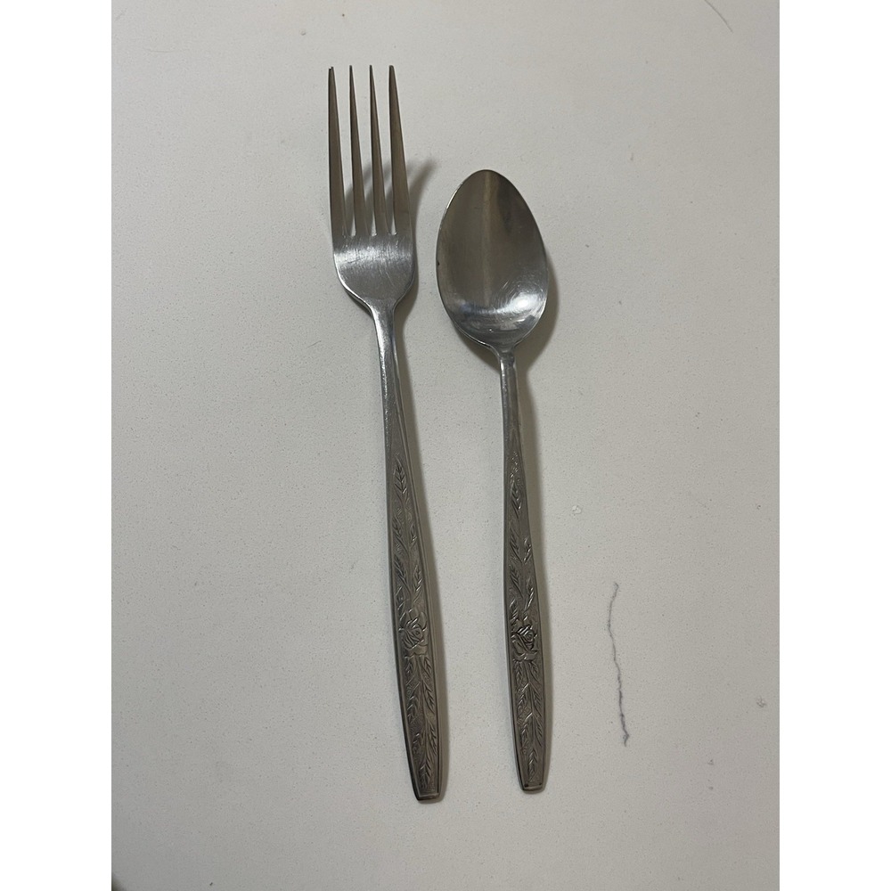Vintage Stanley Roberts Rogers Co Stainless Flatware Tea‎ Spoon Korea Floral